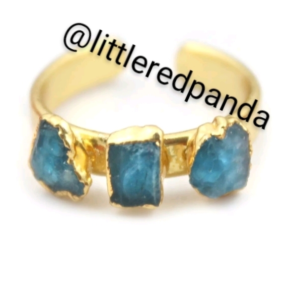 Apatite Natural triple stone ring - Picture 1 of 5